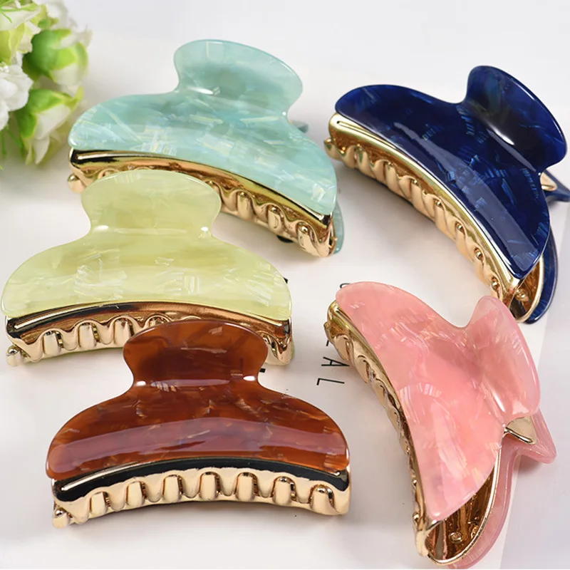 Fashion Multiple style sizes Acrylic Solid color shining Hairpin Bath Pan Hair Claw For Women girl Hair accessories Headdress