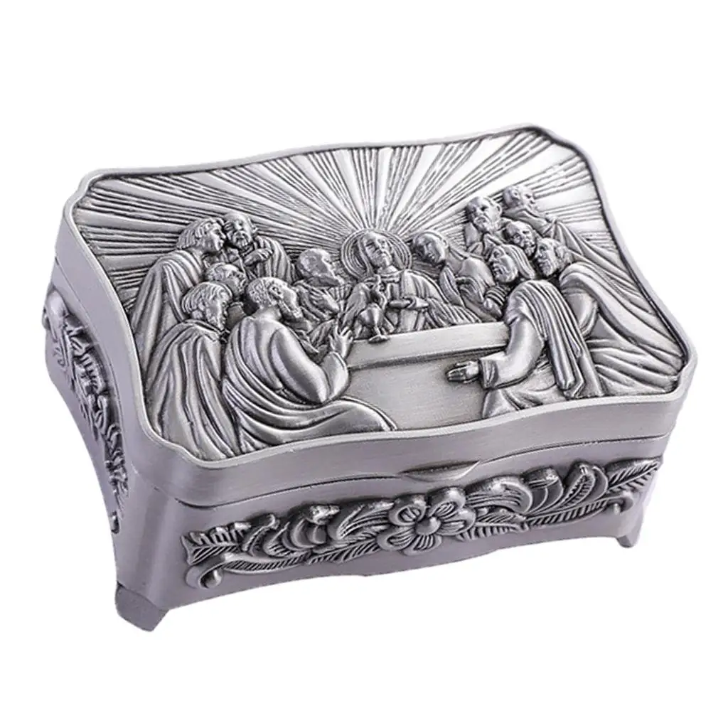 1x Jewellery Box for Women Engraved Trinket Box Vintage Silver Jewelry Case Gift