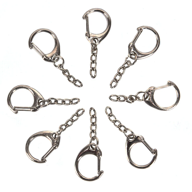 10Pcs Polished Silver Keyring DIY Keychain Short Chain Split Ring Key Rings