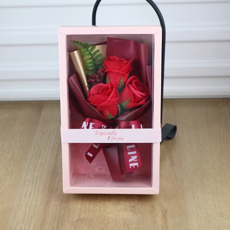 Soap Rose Flower Gift Box for Valentine's Day, Christmas Gift Boxes, Craft Soap Roses, Artificial Flowers Bouquet