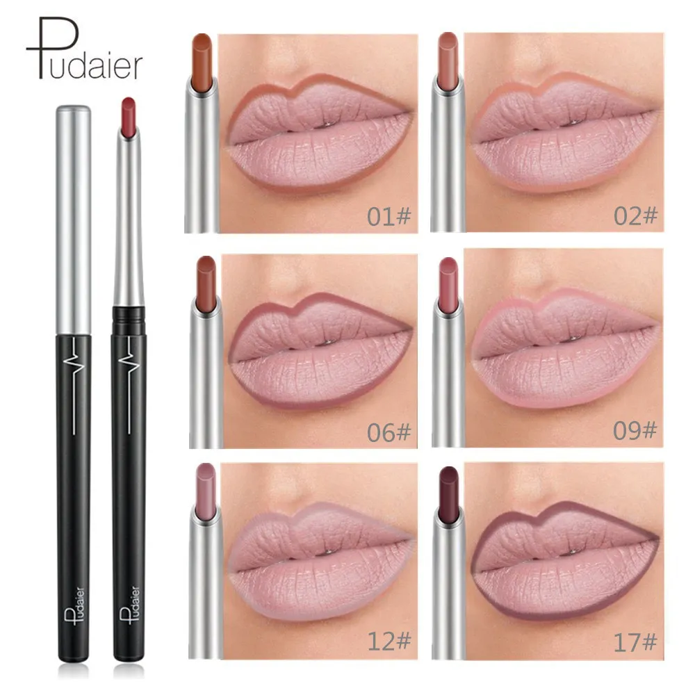 Pudaier 17Colors Waterproof Lip Liner Nude Pigment Lips Makup Lipliner Pencil Long Lasting Easy To Wear Women Matte Lipstick Pen