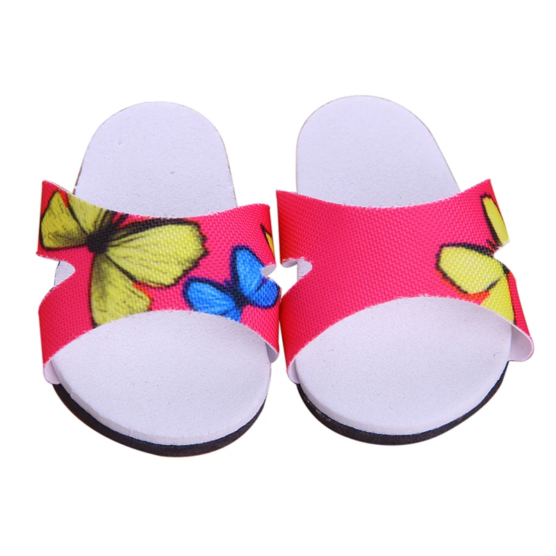 5cm Sommer Strand Sandalen Hausschuhe Cartoon Panda Schuhe für 18 zoll Puppen 7cm Baby geboren Mode Schuhe fit 43cm Amerikanischen Puppen