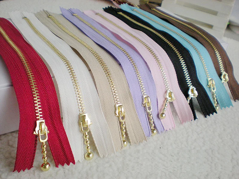 10PCS 3# Gold Metal Zipper Close-end Zip 25cm 30cm for Jeans Bags Sewing Tailor Garments Handbag Craft DIY Accessories