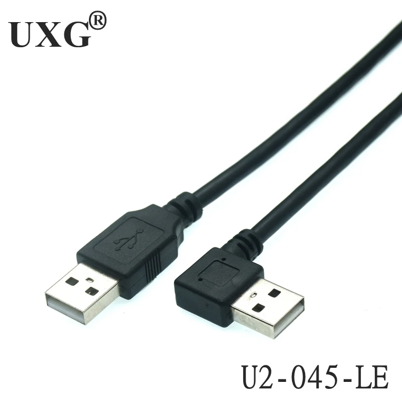 USB 2.0 A Male To USB A Male 90 Degree Left Right Up Down Angle Extension Adapter Charging And Data Cable Cord 25cm 50cm 1m 1.5m