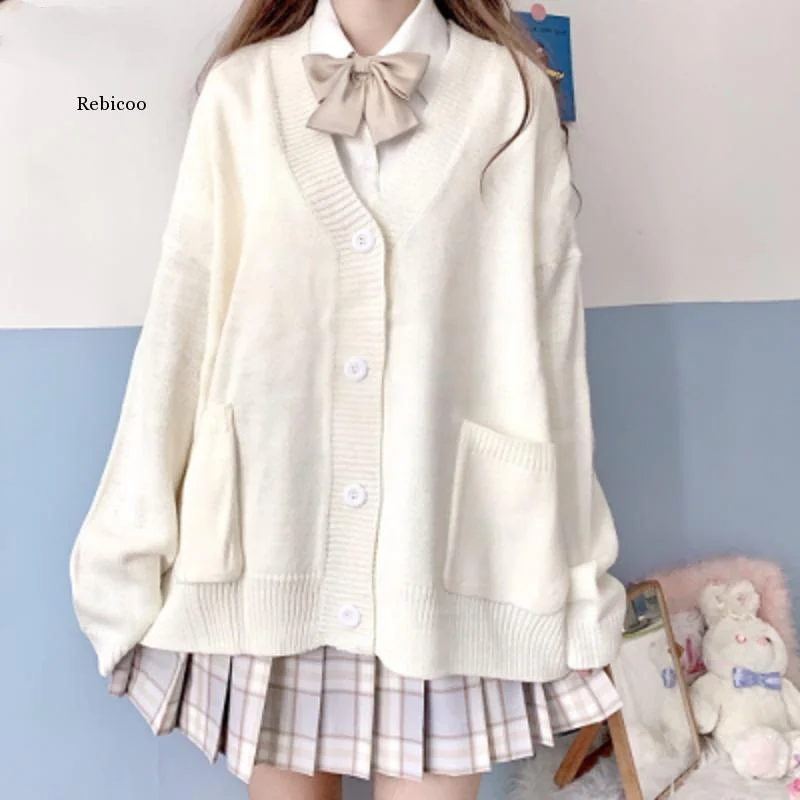 Cardigan Women Solid Oversize Harajuku Loose Sweaters Student Preppy Sweet Girl Cute Knitwear New All-match Soft Hot Sale Basic