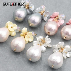 GUFEATHER M760,jewelry accessories,18k gold plated,diy earring pendants,cotton pearl,hand made,charms,jewelry making,6pcs/lot