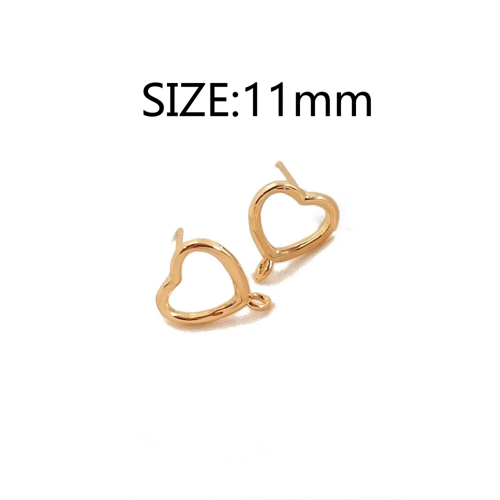 6PCS Love Ear Studs Sling 14k Gold Plated Charms for Jewelry Making Superior Quality DIY Earrings Handmade Brass Accessories