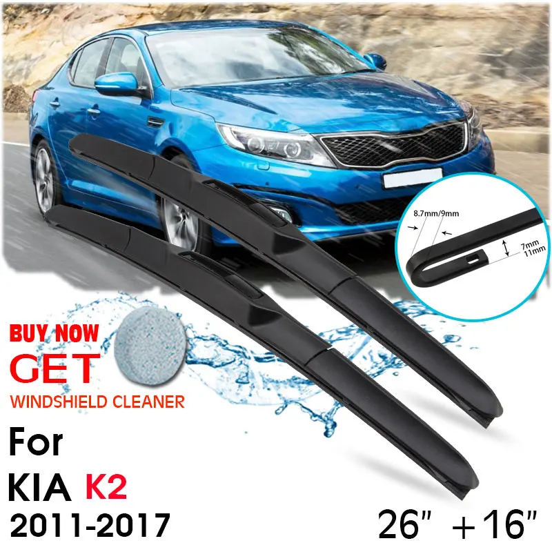 

Car Wiper Blade Front Window Windshield Rubber Silicon Refill Wipers For KIA K2 2011-2017 LHD / RHD 26"+16" Car Accessories