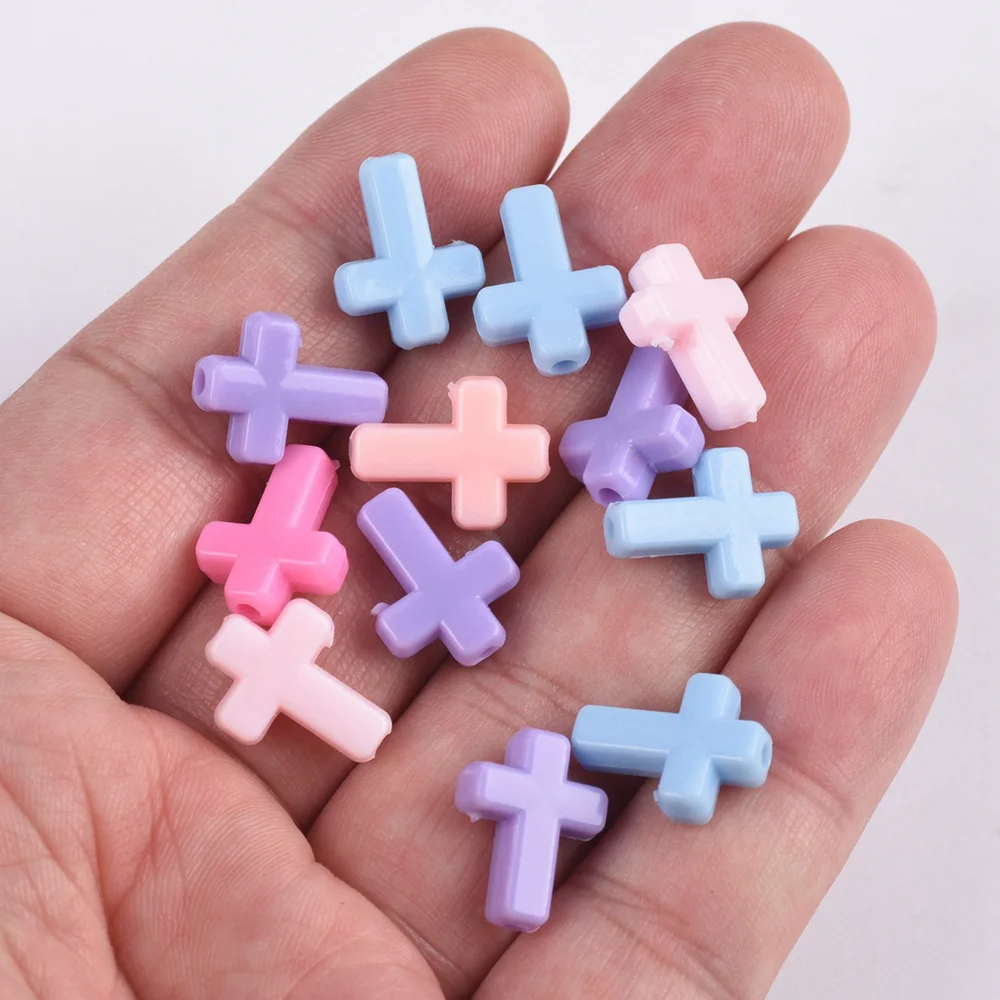 16x12mm Cross Shape Opaque Acrylic Plastic Loose Spacer Beads Wholesale Lot for Jewelry Making DIY Findings