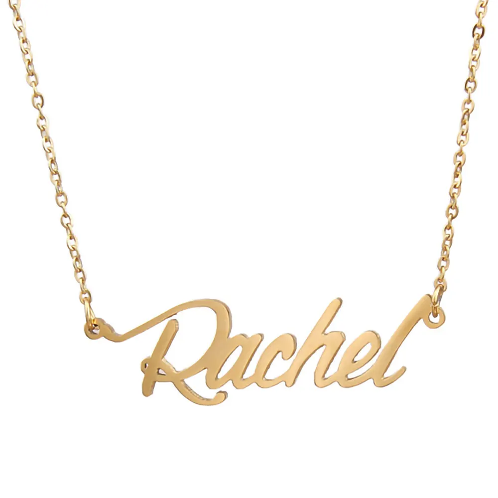 

Rachel Name Necklace Personalized Women Stainless Steel Jewelry Nameplate Pendant Femme Mothers Friends Gift