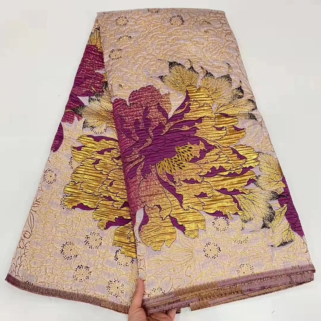 5 YardsEthnic Embroidery Dress and Cheongsam Gold Thread Embossed Jacquard Bronzing Fabric European American Brocade
