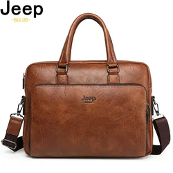 JEEP BULUO High Quality 14 Inch Laptop Business Bag Men Briefcases For Man Handbags Split Leather Office Large Capacity Bags