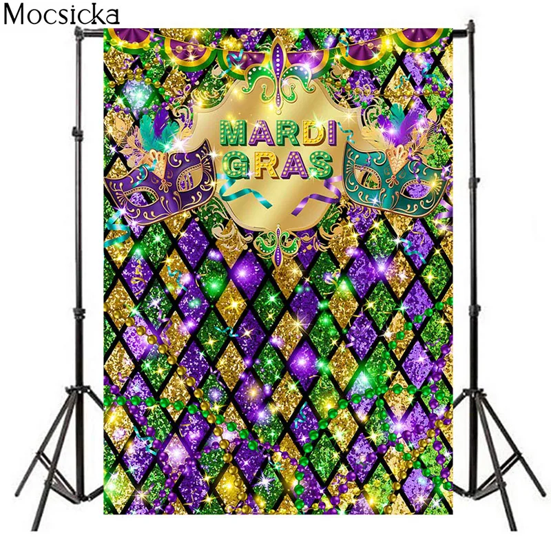 Mocsicka Mardigras Party Photography Backdrop Mask Decoration Props Adult Portrait Photo Wallpaper Background Banner