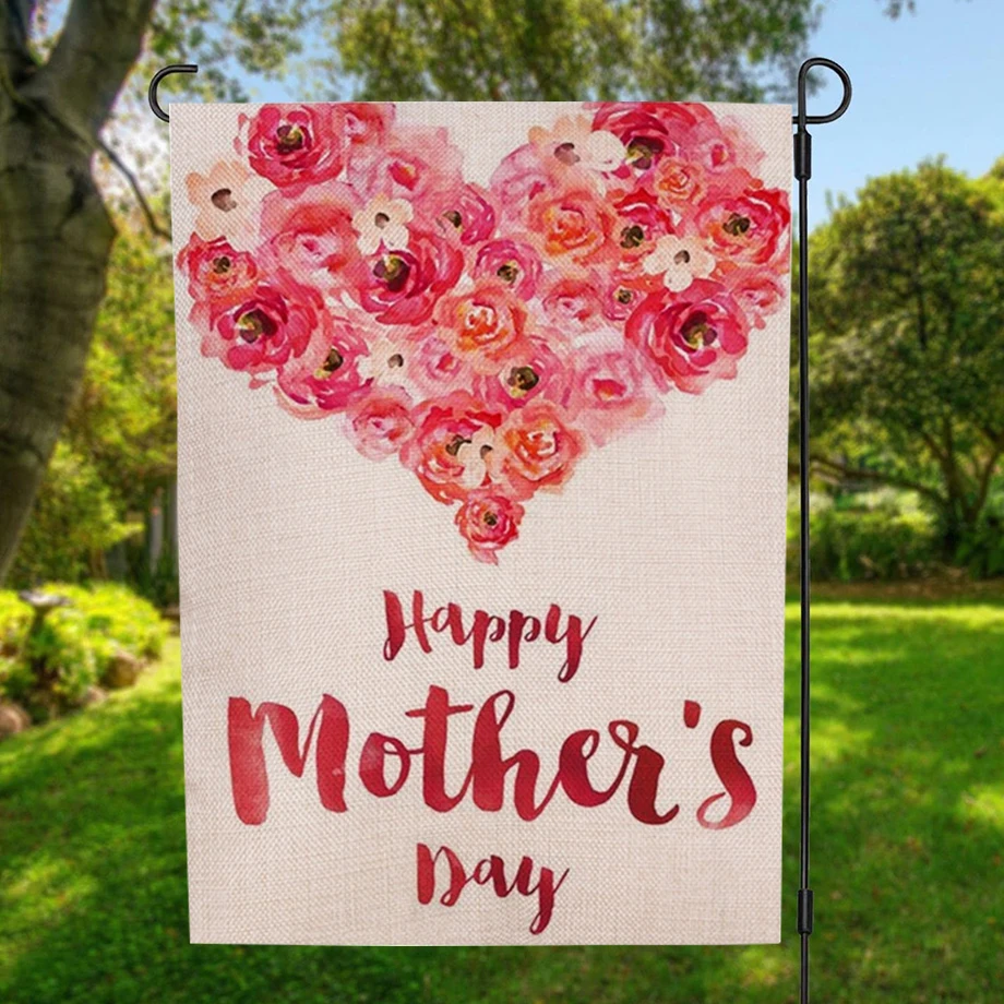 Двусторонний садовый баннер с днем матери с ветрозащитной резиновой пробкой и зажимом 12,5 x 18,5 дюймов, 32x47 см