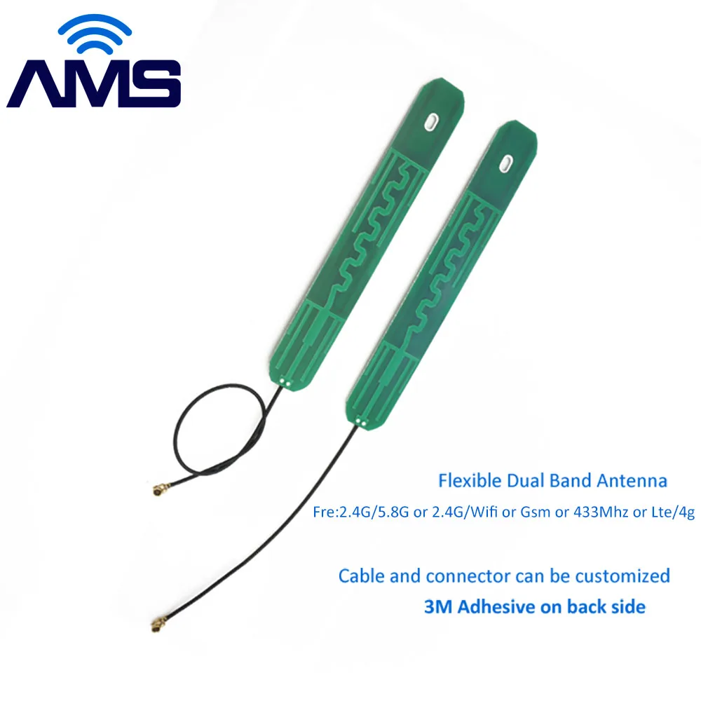 AMS Factory Wholesale New Ufl 5G Aerial Omni Dual Bnad High Gain 7dBi Flexible 2.4g 5g 5.8g Ipex Pcb Communication Antenna