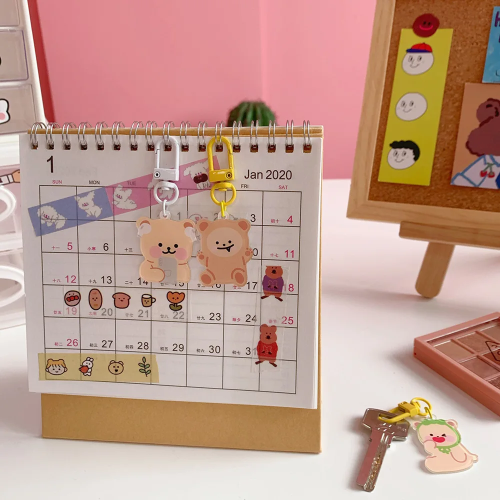 Ins Cartoon Cute Bear Rabbit Key Buckle AirPods Earphone Shell Girl Bag Pencil Case Creative Accessories Pendant Key Management