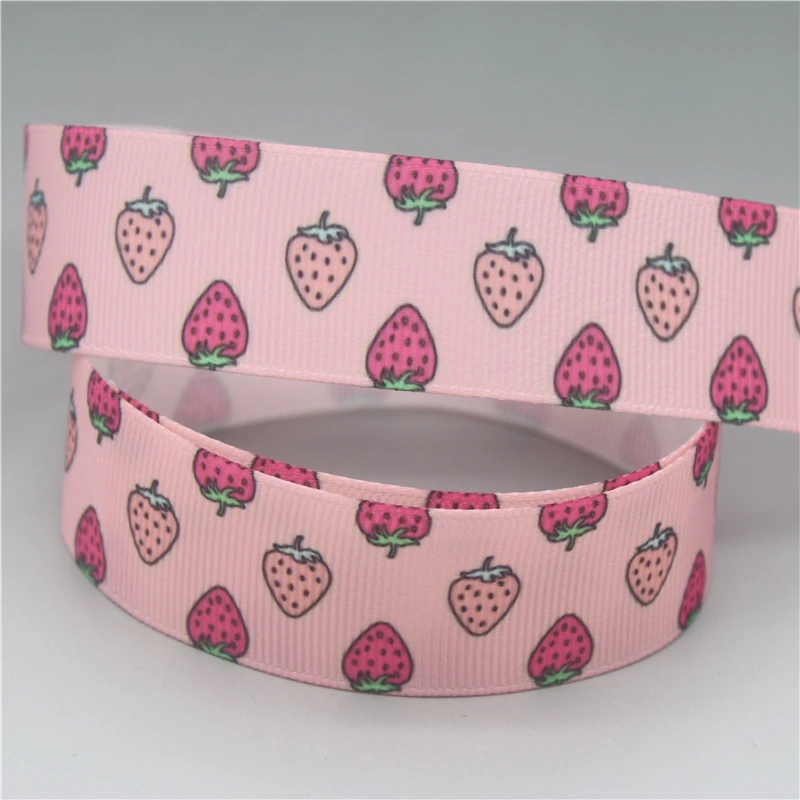 DHK 7/8\'\' 5yards Fruit Strawberry Pineapple Coconut Banana Printed Grosgrain Ribbon Accessory Hairbow Headwear  DIY E1962