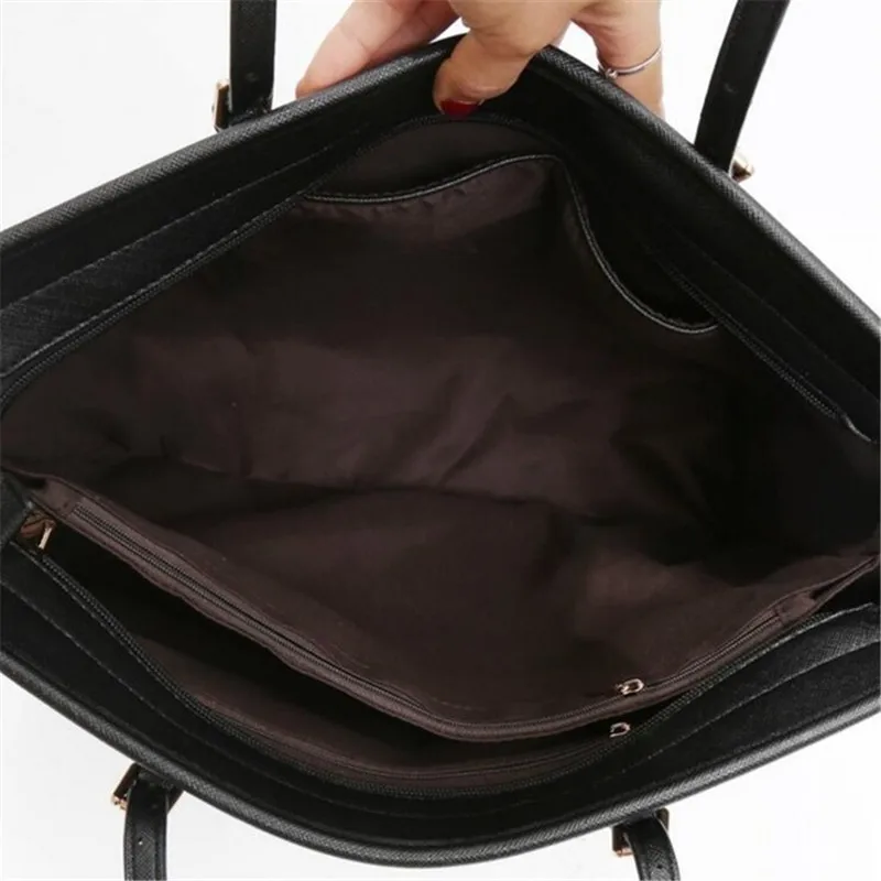 Bag  Fashion Women Leather Handbag Brief Shoulder Bags Black White Large Capacity Luxury Handbags Tote Bags Design Bolsos