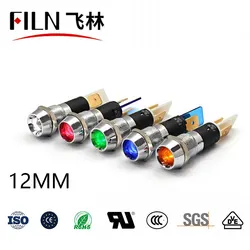 FILN 금속 오목 머리 고품질 표시 등 12v 24v 110v 220v led 16mm LED 파일럿 램프 와이어없이