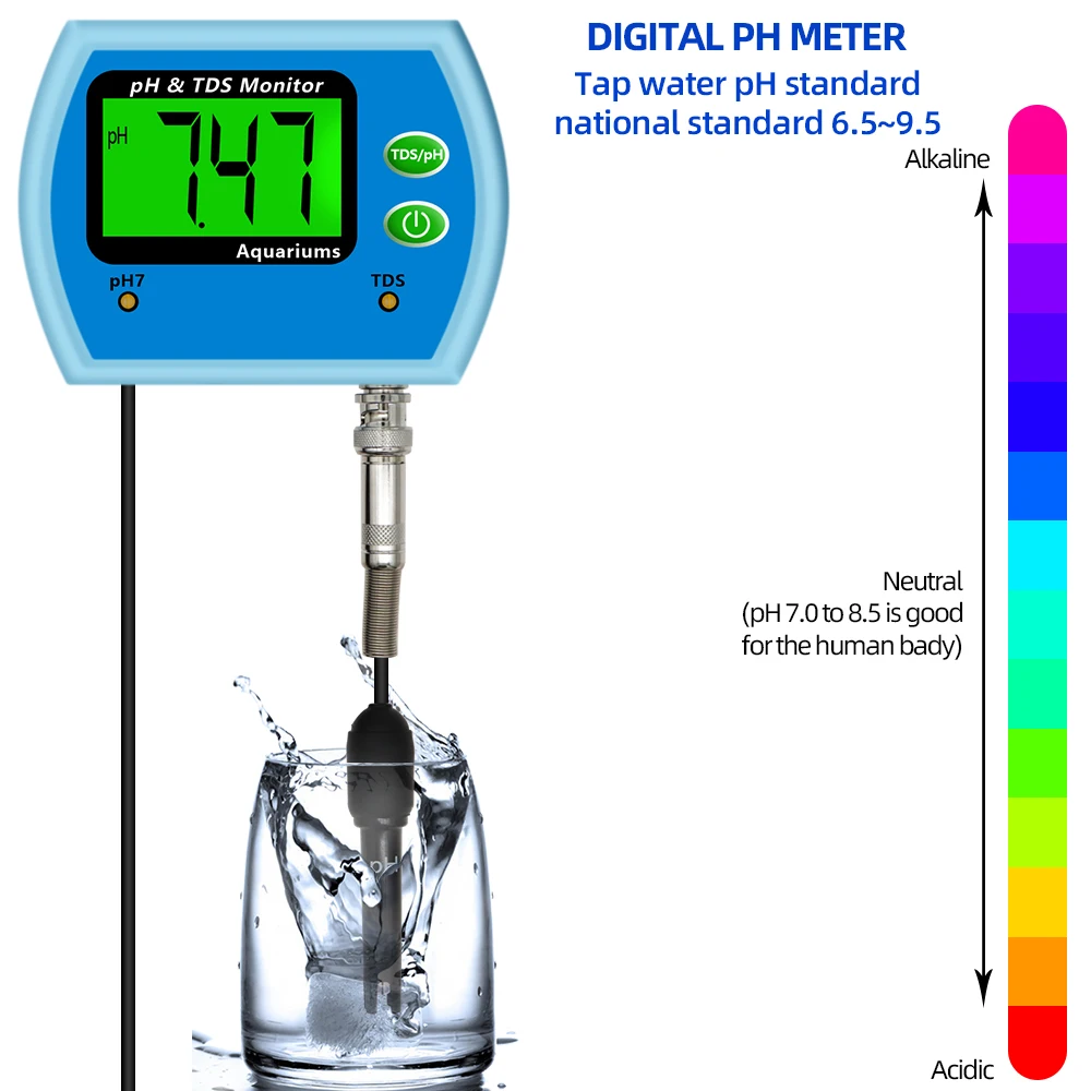 المهنية مراقبة جودة المياه ، PH TDS متر اختبار لحوض السمك ، تحليل الحموضة على الانترنت ، -30% ، 2 في 1