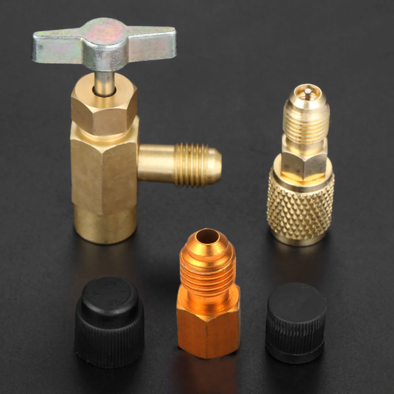 

Переходник для баллона mtsooning R-1234yf, 5 шт., комплект фитингов R134a R12 для 1/4 SAE 1/2 дюйма ACME LH Для R134a, комплект клапанов для зарядного шланга