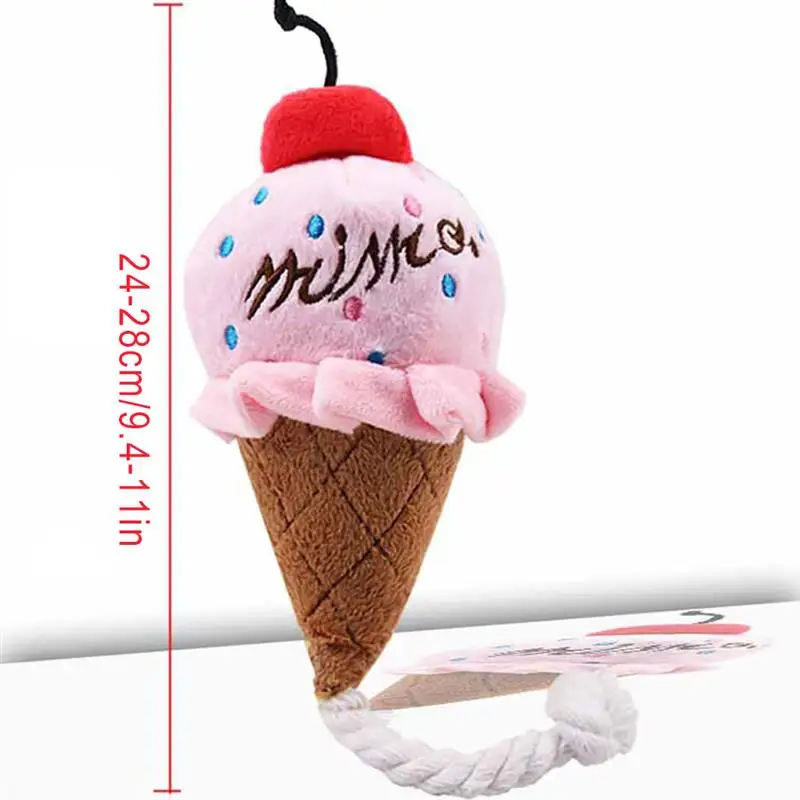 Dorakitten 1pc Plush Dog Toy Creative Cartoon Ice Cream Shape Bite-Resistant Pet Chew Toy Pet Squeaky Toys Pet Supplies