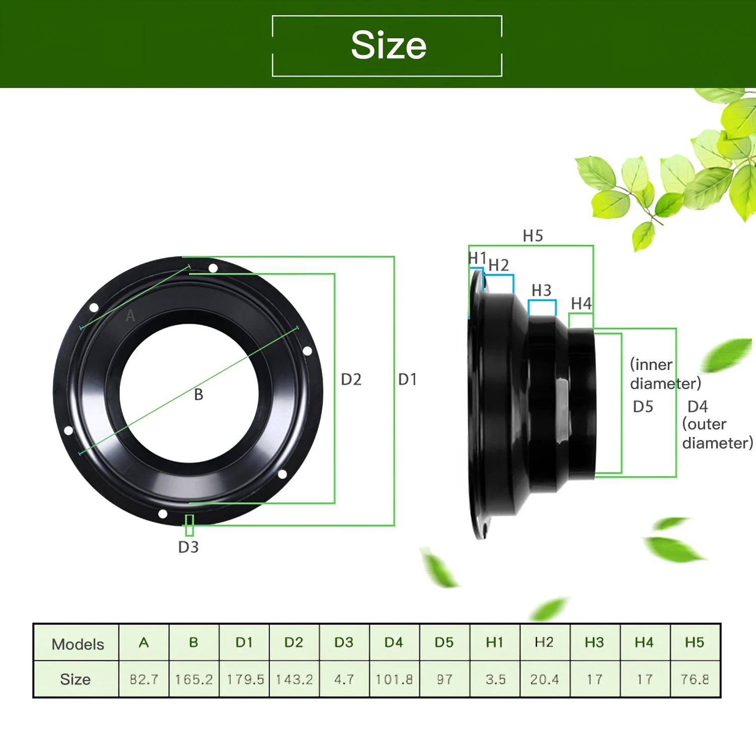 100-150mm ABS Round Pipe Flange Ventilation Connector Adapter Duct Fan Connector Kitchen Air Vent Exhaust Hood