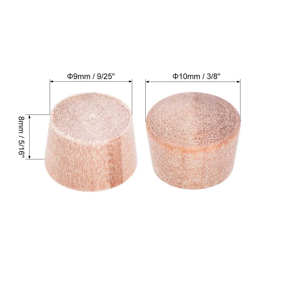 uxcell 50/100/200pcs Wood Button Plugs Cherry Hardwood Furniture Plugs Fit Hole Dia 9mm 10mm 11mm 12mm Decorative Look