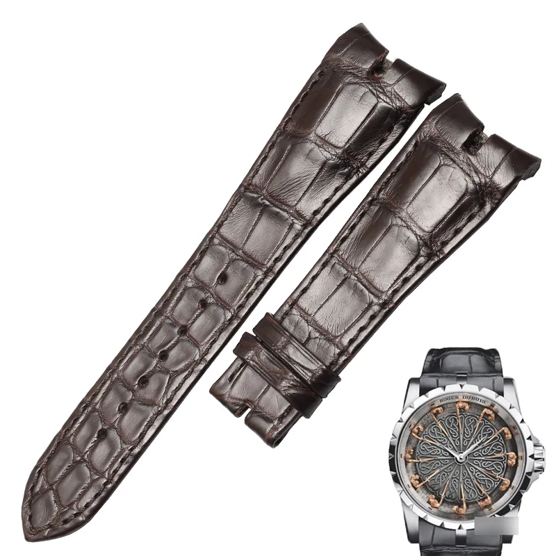 

WENTULA watchbands for EXCALIBUR alligator skin /crocodile grain Leather leather strap watch band