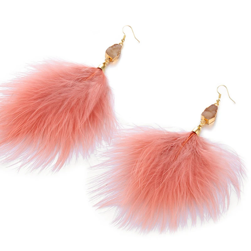 Fashion Earrings For Woman Exaggerated Feather Plush Earrings Temperament Earrings Boucle d\'oreille Femme