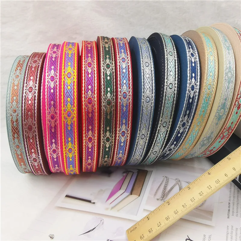 10 Yards 3/5“ 15MM Shinning Decoration Pet Leash Collars Geometric Jacquard Ribbons Clothing DIY Trim Sewing Accessories Lace