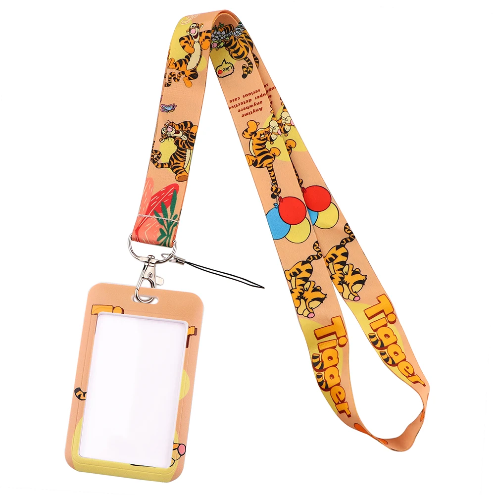 YQ363 Pooh Bear Tigger Lanyard Phone Rope Key ID Campus Card Badge Holder Cartoon Neck Strap Keychain Necklace Lariat Kids Gift