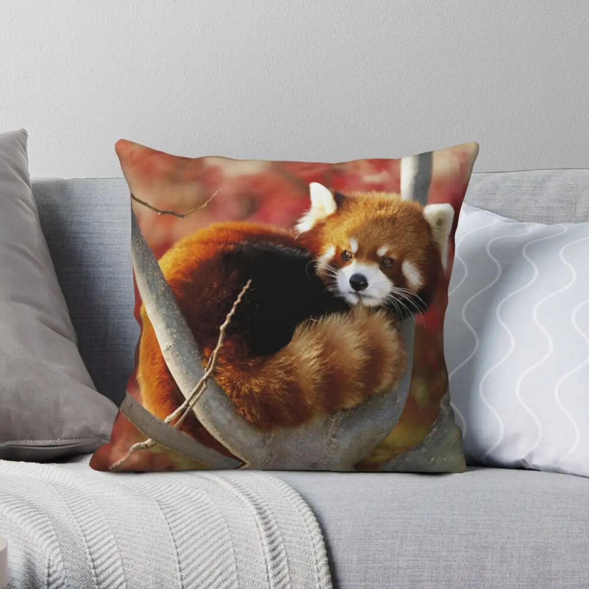 

Red Panda Square Pillowcase Polyester Linen Velvet Pattern Zip Decorative Throw Pillow Case Sofa Seater Cushion Cover Wholesale