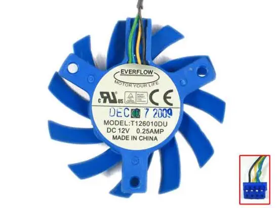 Everflow T126010DU Server Cooling Fan DC 12V 0.25A Dia. 55x10mm 4-Wire