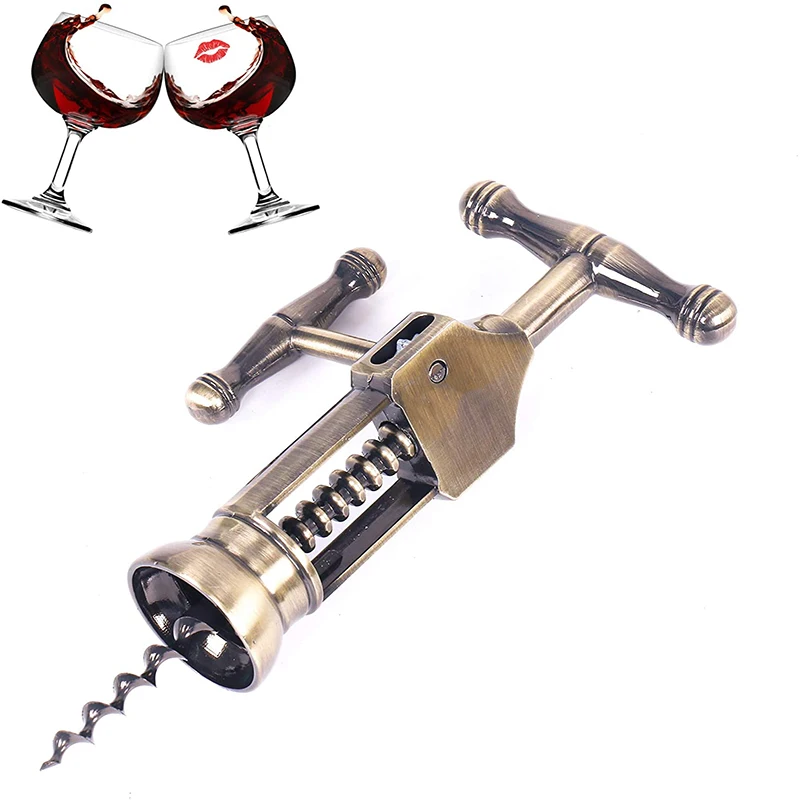 

Cork Metal Wine Bottle Opener Creative Turn Corkscrew with Antique Vintage Style Rack Pinion Corkscrew Kitchen Bar Gadgets