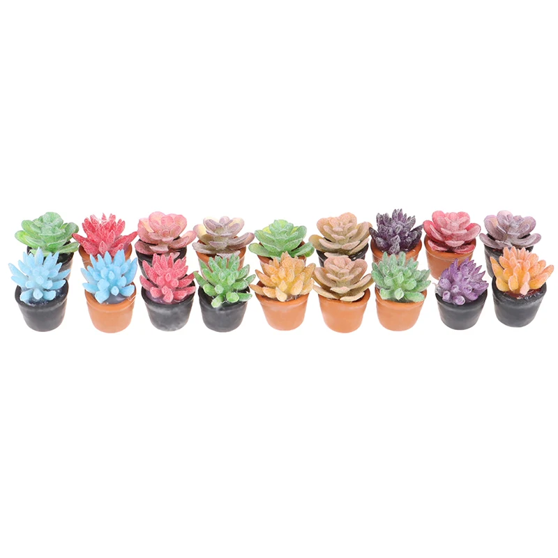 5pcs 1:12 Dollhouse Miniature Mini Potted Succulent Plant Model Simulation Furniture Toys Accessories