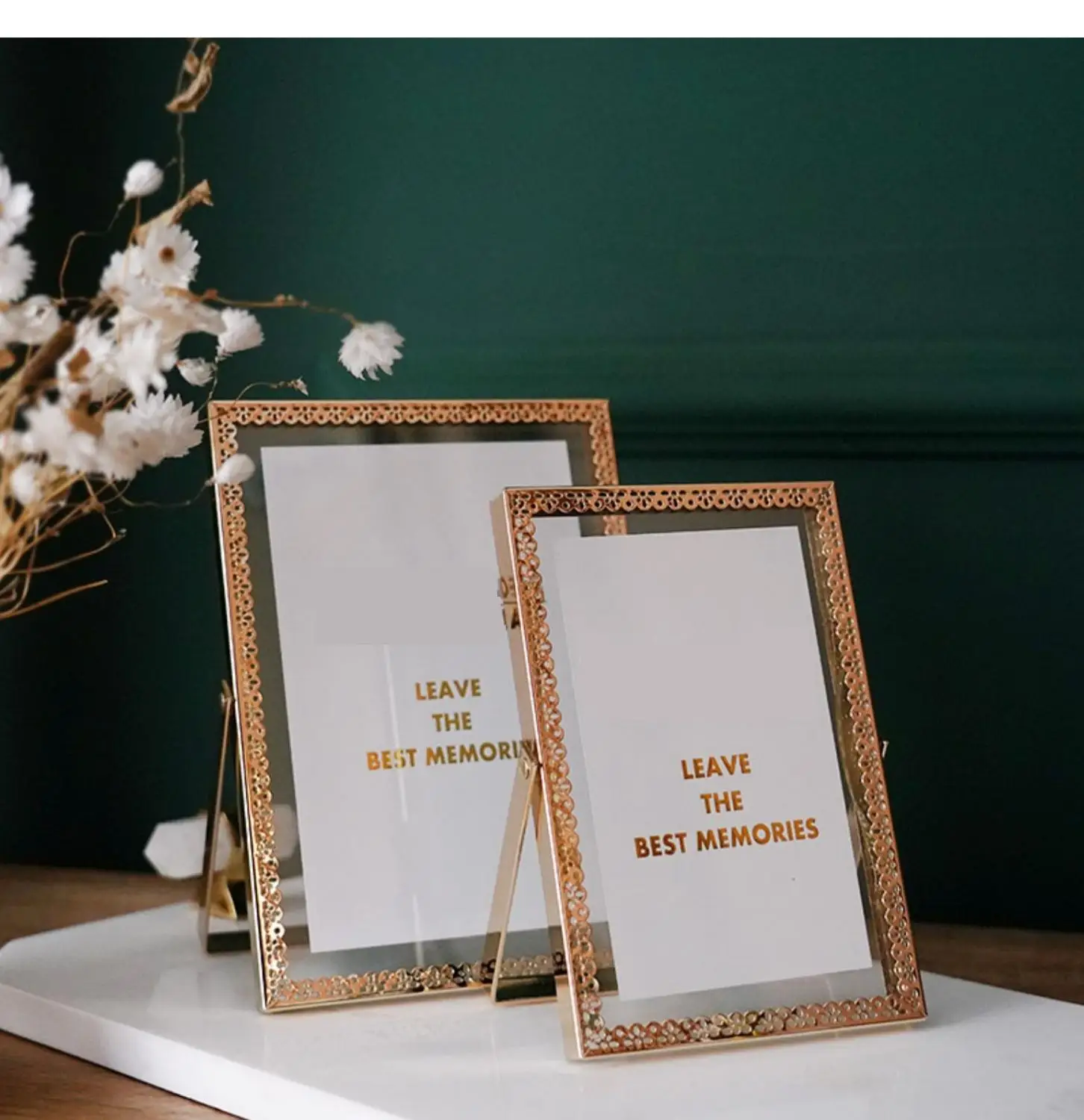 

Home Metal Bracket Golden Lace Creative Photo Frame, Modern Fashion Light Luxury Decoration Photo Frame