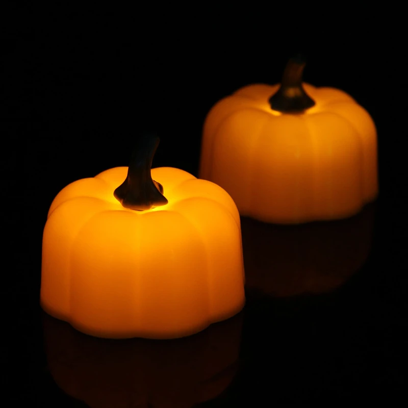 12 Sets 12 Pcs/Set Mini LED Pumpkin Candles Halloween Flamless Candles for Halloween Party Home Decoration