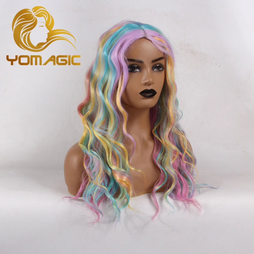 YOMAGIC Full เครื่องวิกผมสังเคราะห์วิกผมยาว Wavy ผมวิกผมทนความร้อน Wigs Hair Wigs สำหรับผู้หญิง