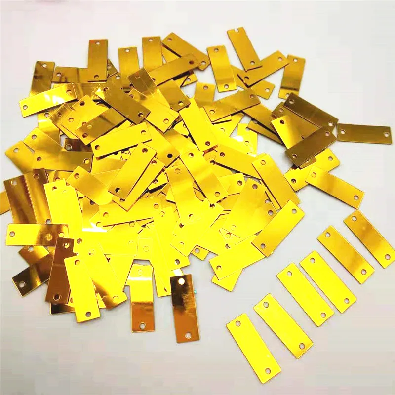 50g 6*19mm Rectangle Sequins Flat Paillettes 2 Side Holes Shoes Bags Garment Accessory DIY Crafts Golden Flakes Dark Gold