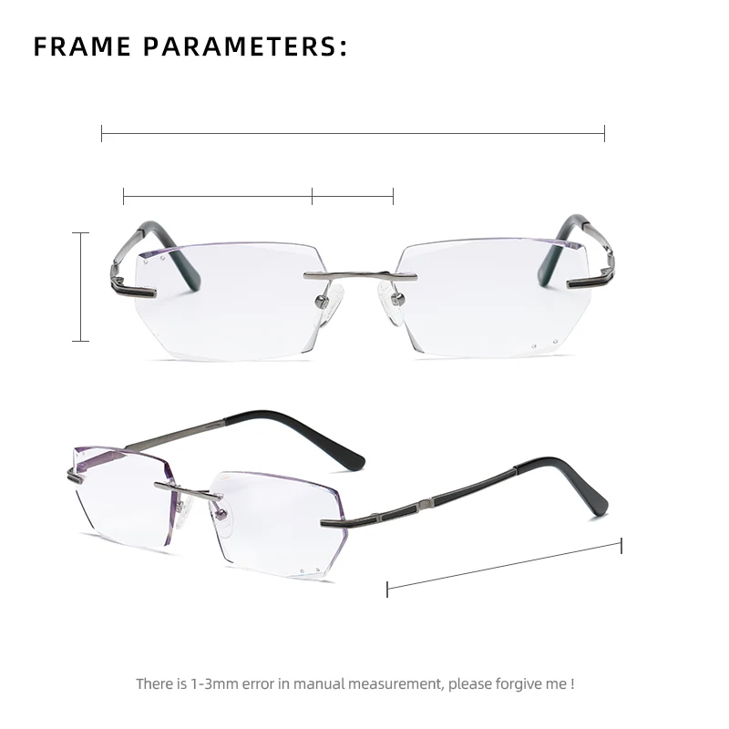 ZIROSAT 9133 Pure Titanium Rimless Men Eyeglasses Frame Fashion Brand Designer Myopia Clear Optical Prescription Eyewear Frame