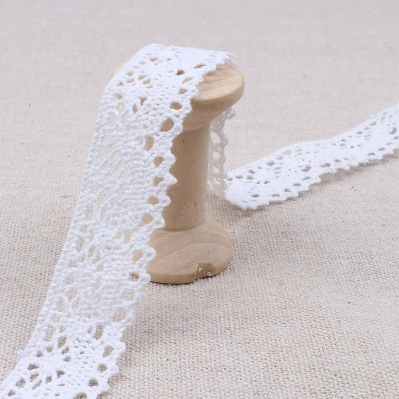 2cm 5Yards White Beige Black Cotton Ribbon Trims DIY Sewing Lace Fabric Handmade Wedding Crafts Accessories