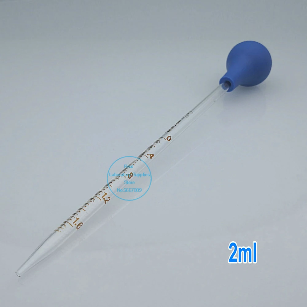 2pcs 4pcs Glass Graduated Pipette Dropper Vol. 0.5ml/1ml/2ml/3ml/5ml/10mlTransfer Pipette with Rubber head