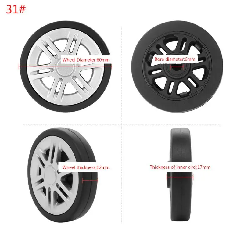 1PC Plastic Swivel Wheels Rotation Suitcase Replacement Casters Luggage Case Parts Accessories