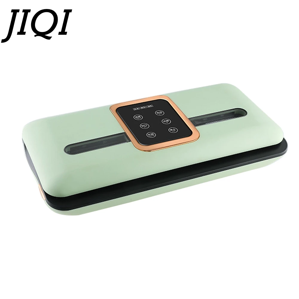 JIQI Household Fresh Packaging Machine Automatic Vacuum Sealer Food Packer 80KPa Sealing Device Modes Container Degasser 220V