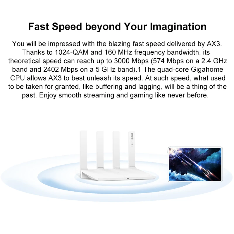 Imagem -03 - Huawei-wi-fi Router Ax3 Quad-core sem Fio Mais 3000 Mbps Amplificador de Sinal Original Versão Global 1.4ghz