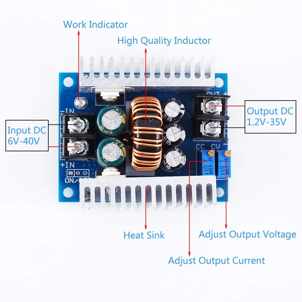 Adjustable DC-DC Step Down Buck Converter CC CV LED Driver Power Supply Module Battery Charging 5A 10A 12A 20A 5V 12V 24V 36V