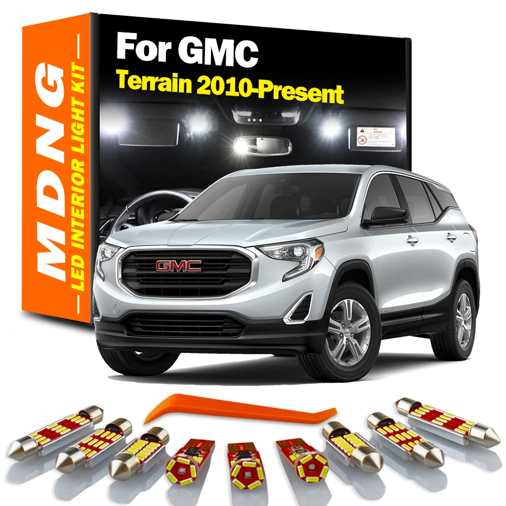 MDNG For GMC Terrain 2010 2011- 2015 2018 2019 2020 2021 2022 2023 LED Interior Reading Dome Sun Visor Light Kit Car Accessories