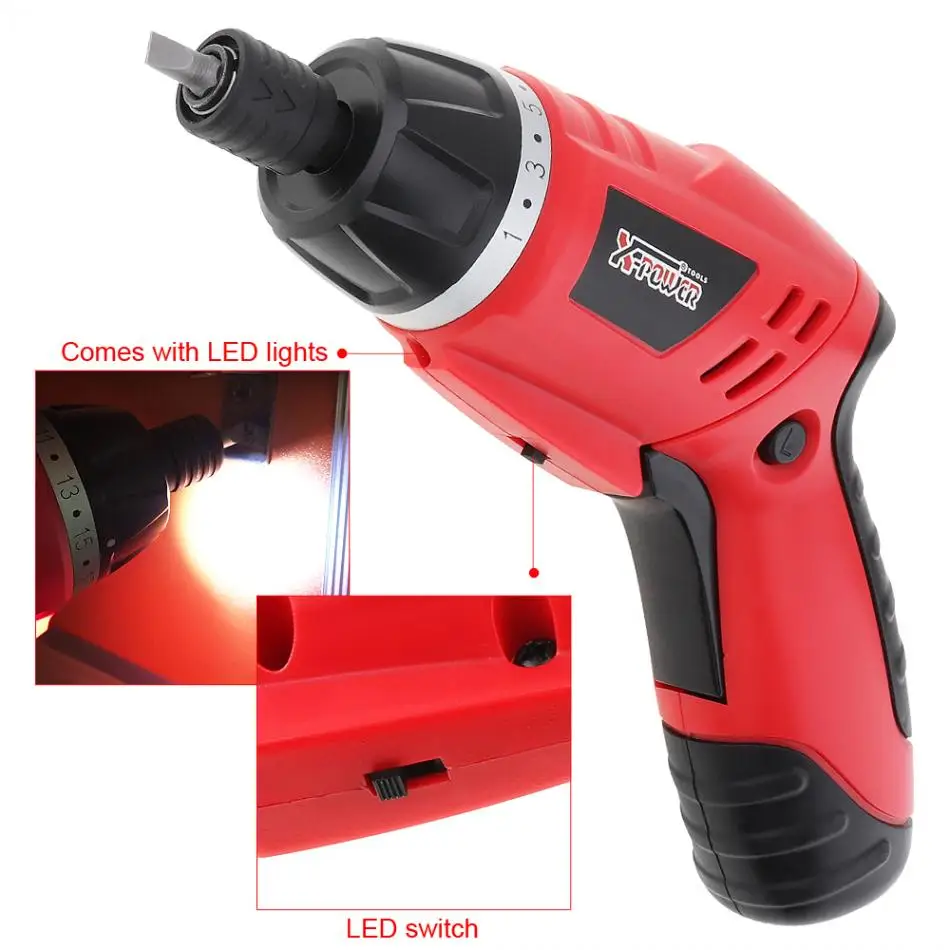 4.8V Electric Screwdriver Mini Drill Set with LED Lighting and Two-way Rotating Head Multifunctional  Power Tools for Home