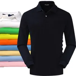 pure Cotton Men's Clothing Polo Shirt Long Sleeve Fit Lapel T-shirts for Men Golf Wear Top Spring Autumn Tops Tee 812